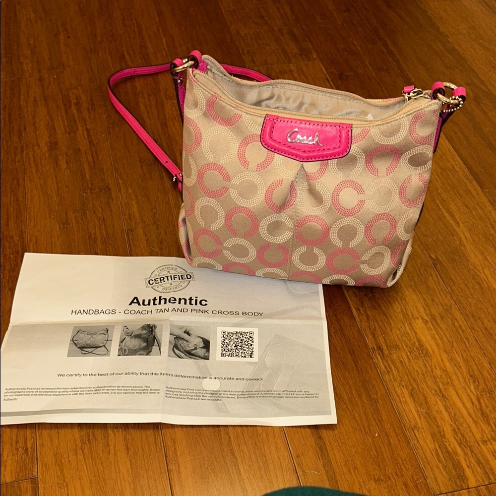 Coach Beige and Pink Crossbody Bag